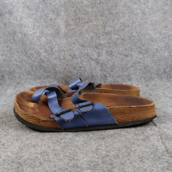 Moosefield Shoes Womens 38 Sandals Slip On Toe Loop Buckle Straps Flat Casual - Picture 3 of 11